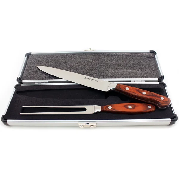 BergHOFF Pakka Wood 3-Piece Stainless Steel Carving Set W/ Case