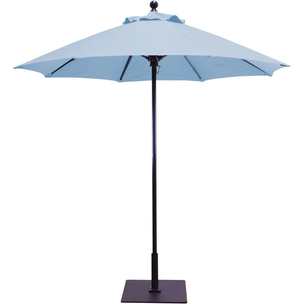 Galtech 7.5 Ft. Octagonal Aluminum Patio Market Umbrella W/ Push Lift - Black Frame W/ Sunbrella Canvas Air Blue Canopy