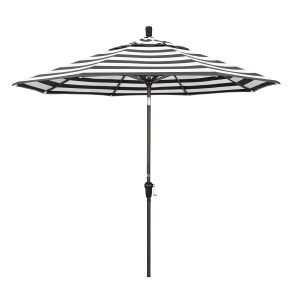 California Umbrella Sunset Series 9 Ft Octagonal Aluminum Auto Tilt Patio Umbrella W/ Crank Lift - Bronze Frame / Sunbrella Cabana Classic Canopy
