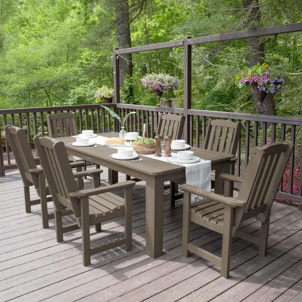 Hart Lane 7 Pc Recycled Plastic Dining Set in Woodland Brown by Lakeview Outdoor Designs
