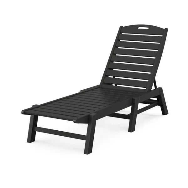 Nautical Recycled Plastic Armless Chaise Lounge in Black by POLYWOOD