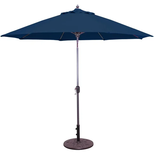 Galtech 9 Ft. Octagonal Aluminum Patio Market Umbrella W/ Crank Lift And Auto Tilt - Charcoal Frame W/ Sunbrella Canvas Navy Canopy