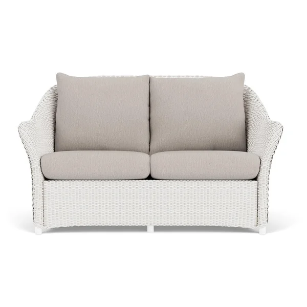 Weekend Retreat Lloyd Loom Loveseat in White/Remy Cloud by Lloyd Flanders
