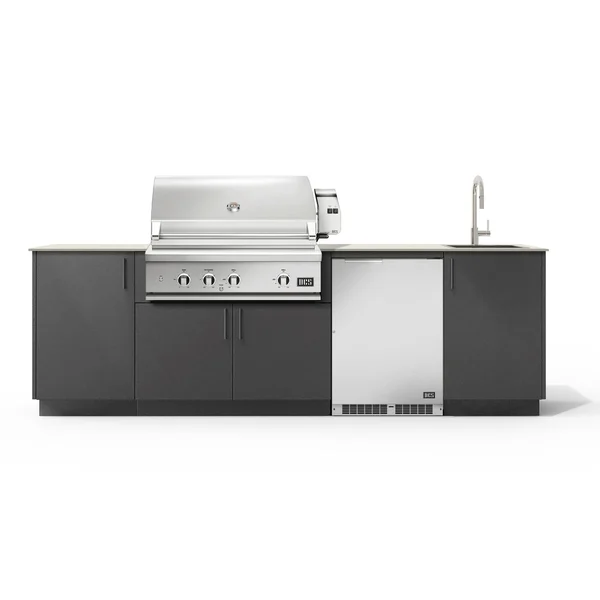 Urban Bonfire Cove 36 Outdoor Kitchen w/ DCS Propane Grill, Sink, Refrigerator, Danae Dekton Countertop & Anthracite Finish - B-Cove-36-DCS-Danae-Anthracite
