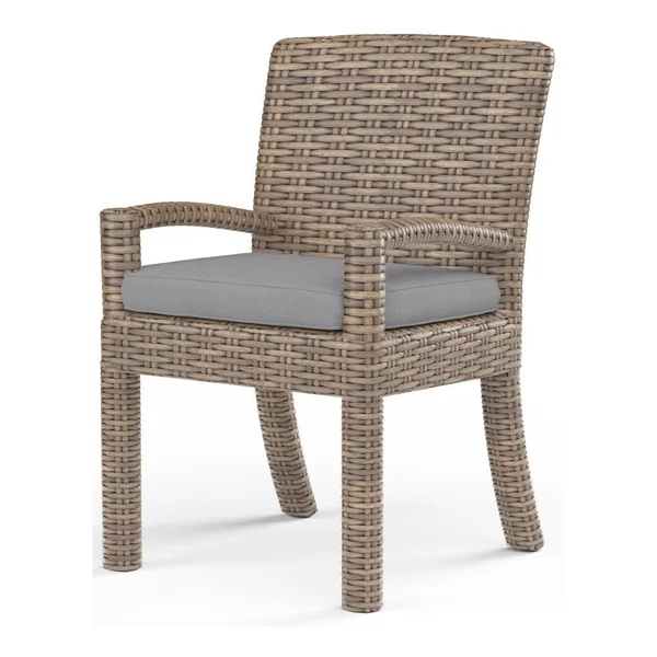 Havana Wicker Dining Arm Chair in Tobacco/Canvas Granite by Sunset West