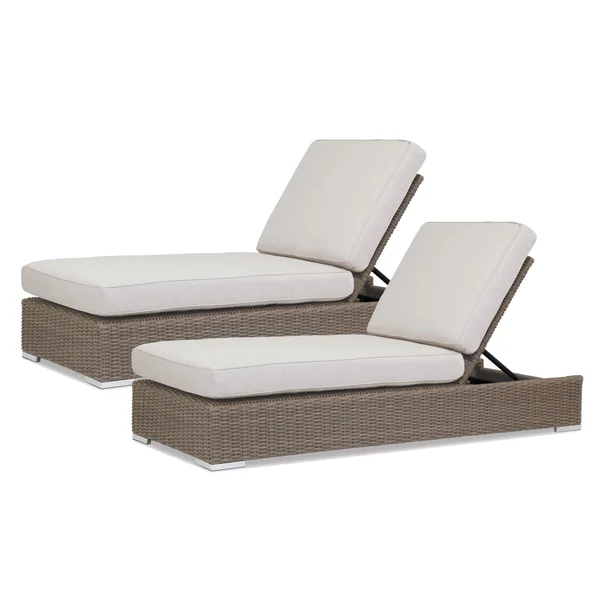 Coronado 2 Pc Wicker Chaise Lounge Set in Driftwood/Canvas Flax by Sunset West