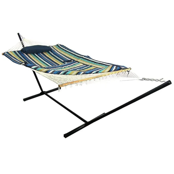 Ultimate Patio Rope Hammock w/ 12-Foot Stand, Pad, & Pillow - Lakeview