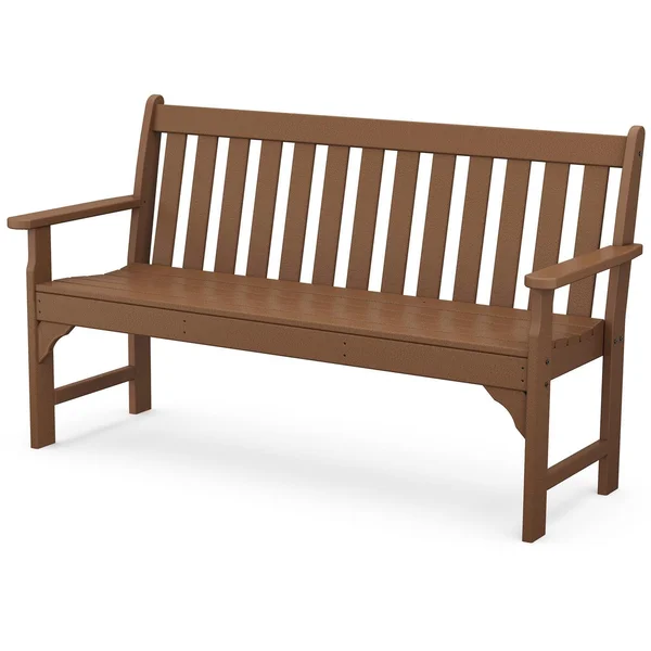 Vineyard 60 Inch Recycled Plastic Bench in Teak by POLYWOOD