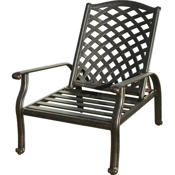 Nassau Cast Aluminum Reclining Club Chair in Antique Bronze/Sesame by Darlee