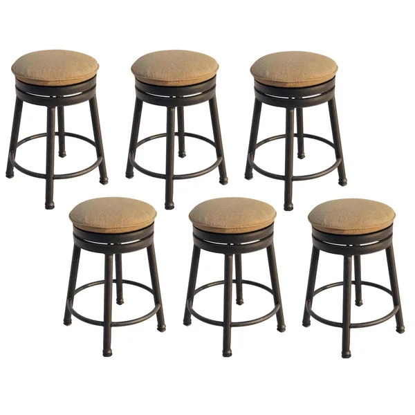 Classic Cast Aluminum 6 Pc Set Round Backless Counter Height Bar Stool Set in Antique Bronze/Sesame by Darlee