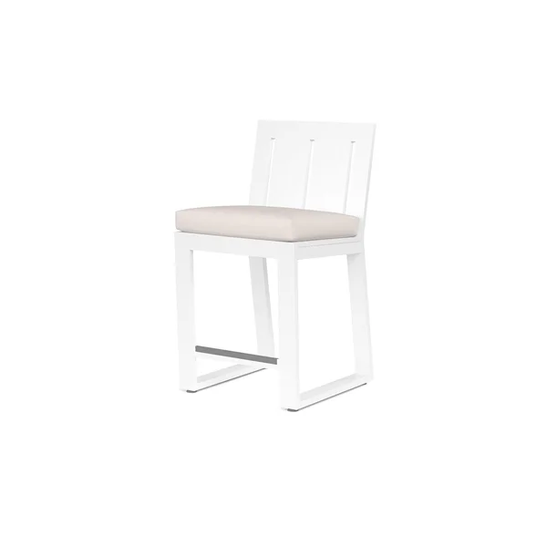 Newport Aluminum Patio Counter Stool in Canvas Natural w/ No Welt By Sunset West