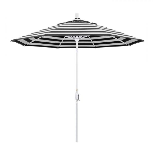 California Umbrella Pacific Trail Series 9 Ft Octagonal Aluminum Push Button Tilt Patio Umbrella W/ Crank Lift -  Matted White Frame / Sunbrella Cabana Classic Canopy
