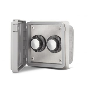 Infratech 240V Double Input Regulators Stainless Steel Flush Mount Plate With Deep Gang Box And Waterproof Cover - 14-4215