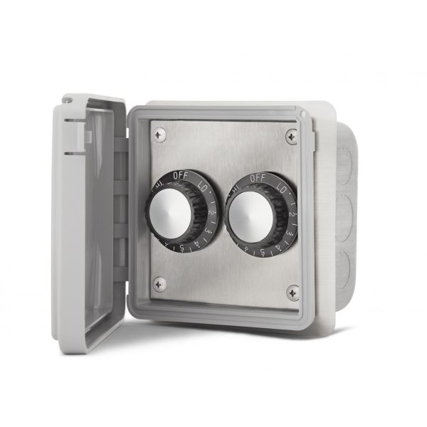 Infratech 240V Double Input Regulators Stainless Steel Flush Mount Plate With Deep Gang Box And Waterproof Cover - 14-4215