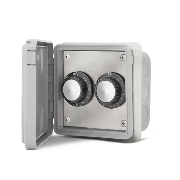 Infratech 240V Double Input Regulators Stainless Steel Flush Mount Plate With Deep Gang Box And Waterproof Cover - 14-4215