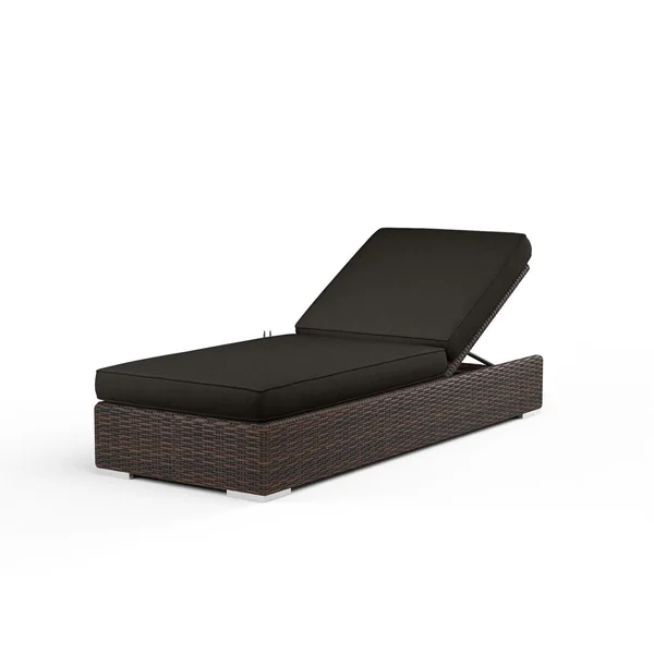 Montecito Wicker Patio Adjustable Chaise Lounge in Spectrum Carbon w/ Self Welt By Sunset West