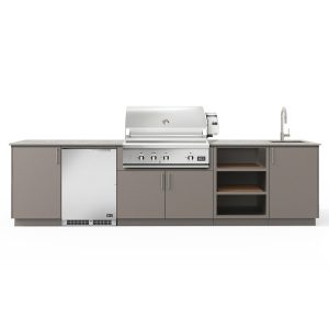 Urban Bonfire Breeze 36 Outdoor Kitchen w/ DCS Natural Gas Grill, Sink, Refrigerator, Keon Dekton Countertop & Clay Finish - B-Breeze-36-DCS-Keon-Clay