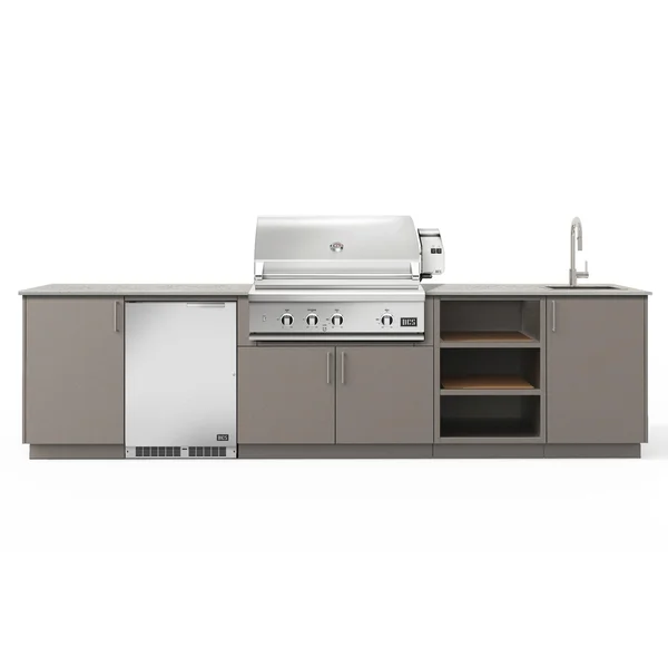 Urban Bonfire Breeze 36 Outdoor Kitchen w/ DCS Natural Gas Grill, Sink, Refrigerator, Keon Dekton Countertop & Clay Finish - B-Breeze-36-DCS-Keon-Clay