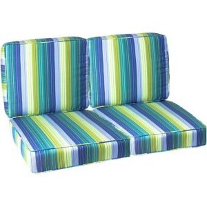 Sunbrella Seville Seaside 4 Piece Medium Outdoor Replacement Loveseat Cushion Set W/ Piping By BBQGuys Signature