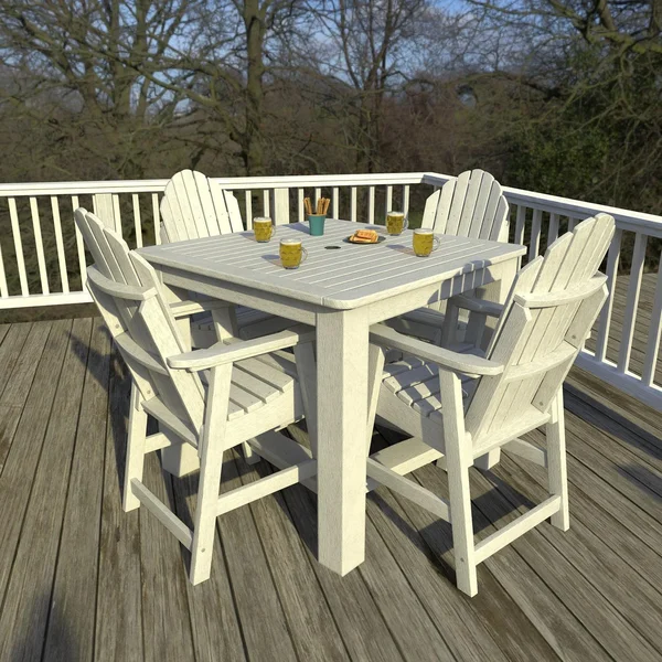 Dream Bay 5 Pc Recycled Plastic Square Counter Height Dining Set in White by Lakeview Outdoor Designs