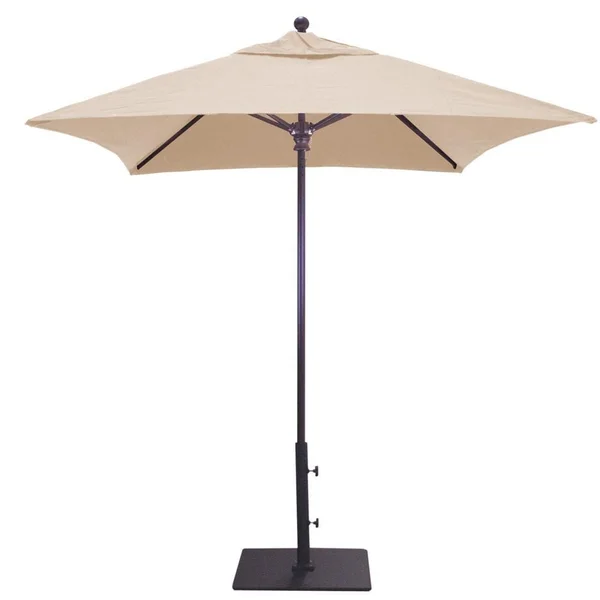 Galtech 6 X 6 Ft. Square Aluminum Patio Market Umbrella W/ Push Lift - Antique Bronze Frame W/ Sunbrella Canvas Antique Beige Canopy