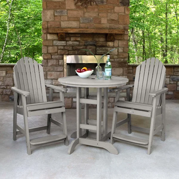 Dream Bay 3 Pc Recycled Plastic Round Counter Dining Set in Harbor Gray by Lakeview Outdoor Designs
