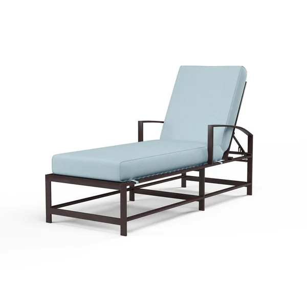 La Jolla Aluminum Patio Chaise Lounge in Canvas Skyline w/ Self Welt By Sunset West