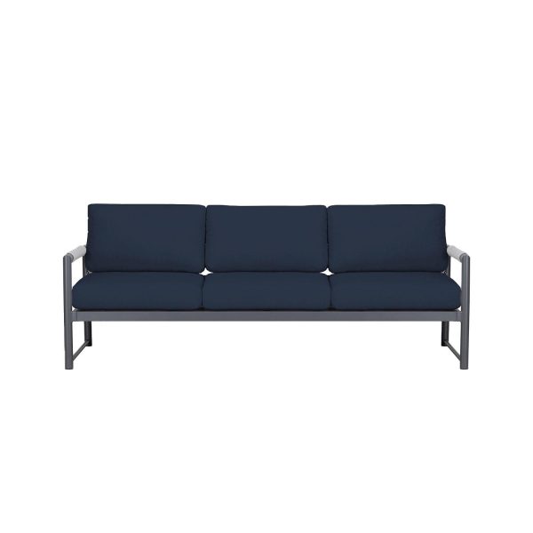Avenue Bay 3 Person Aluminum Sofa in Slate/Spectrum Indigo by Lakeview Outdoor Designs