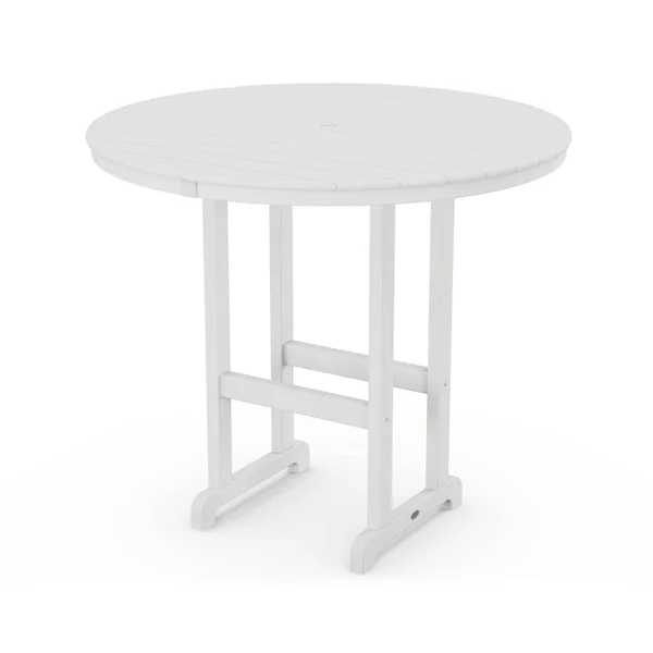 POLYWOOD 48-Inch Round Bar Table - White