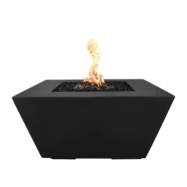 Redan 50 Inch Square GFRC Natural Gas Fire Pit w/ Glow Plug in Black by The Outdoor Plus
