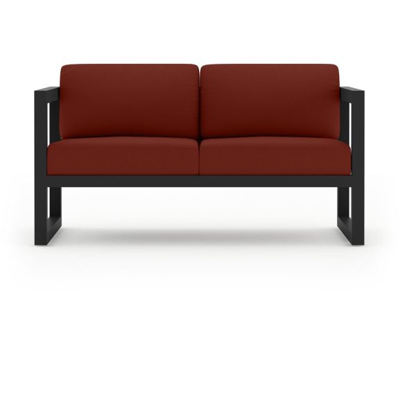 Misty Cove 2 Person Aluminum Loveseat in Black/Canvas Henna by Lakeview Outdoor Designs