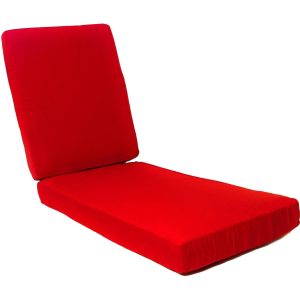 Sunbrella Canvas Jockey Red Long Outdoor Replacement Chaise Lounge Cushion W/ Knife Edge By BBQGuys Signature