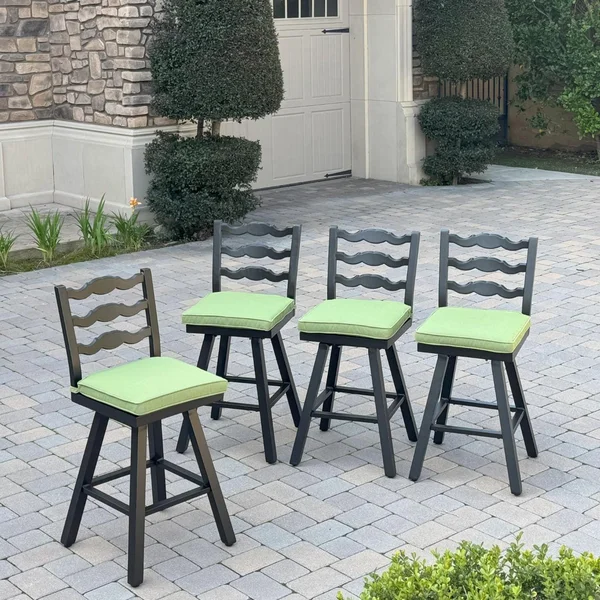 Aspen 4 Pc Aluminum Swivel Counter Height Bar Stool Set in Green/Dark Brown by Darlee