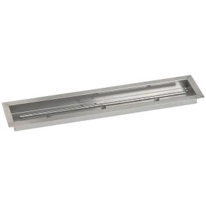 BBQGuys Signature 36 X 6-Inch Stainless Steel Linear Drop-In Fire Pit Pan W/ Built-In Natural Gas H-Burner - SS-LCB-36