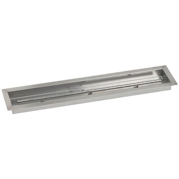 BBQGuys Signature 36 X 6-Inch Stainless Steel Linear Drop-In Fire Pit Pan W/ Built-In Natural Gas H-Burner - SS-LCB-36