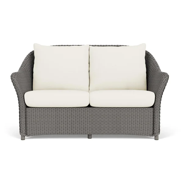 Weekend Retreat Lloyd Loom Loveseat in Pewter/Sailcloth Salt by Lloyd Flanders