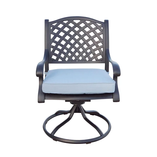 Nassau Cast Aluminum Swivel Rocker Dining Chair in Antique Bronze/Sky Blue by Darlee