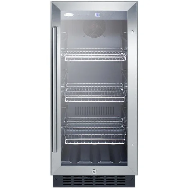 Summit 15-Inch 2.45 Cu. Ft. Beverage Center - Stainless Steel / Black Cabinet - SCR1536BG