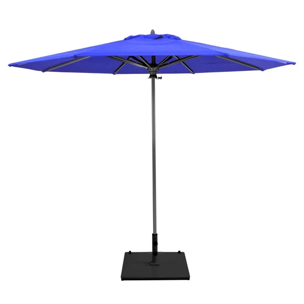 Galtech 9 Ft. Commercial Octagonal Aluminum Patio Market Umbrella W/ Push Lift - Antique Bronze Frame W/ Sunbrella Canvas True Blue Canopy