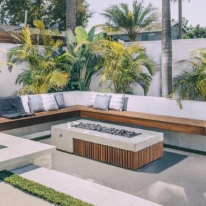 Islandwood 72 Inch Rectangular GFRC Propane Fire Pit Table in Ultra White by Lakeview Outdoor Designs
