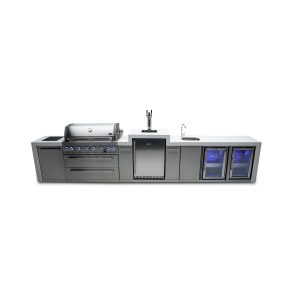 Mont Alpi 15 Ft Propane Outdoor Kitchen Island w/ Side Burner, Beverage Center, Fridge & Kegerator - MAi805-DKEGBEVFC