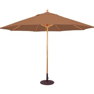Galtech 11 Ft. Octagonal Hardwood Patio Market Umbrella W/ Pulley - Light Wood W/ Sunbrella Canvas Teak Canopy