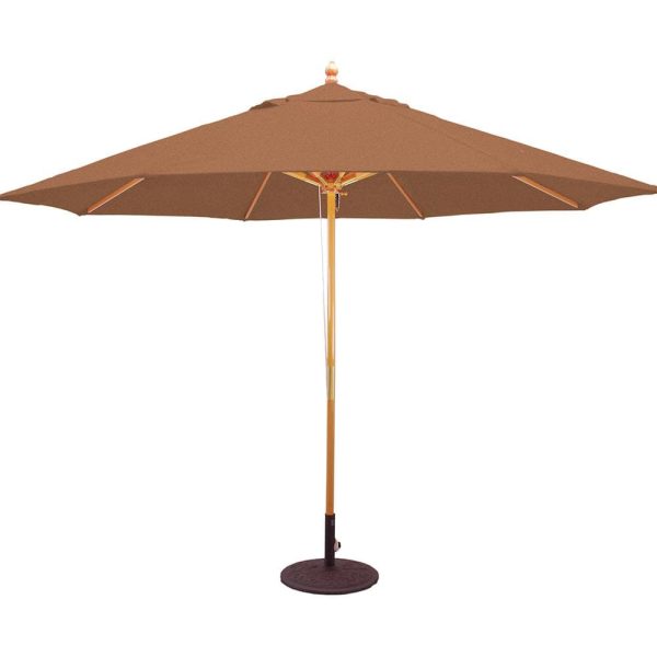 Galtech 11 Ft. Octagonal Hardwood Patio Market Umbrella W/ Pulley - Light Wood W/ Sunbrella Canvas Teak Canopy