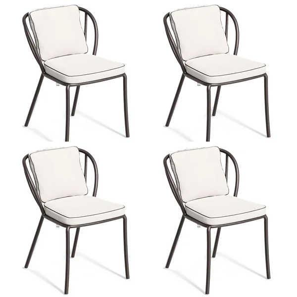 Malti 4 Pc Aluminum Dining Side Chair in Carbon/Bliss Linen By Oxford Garden