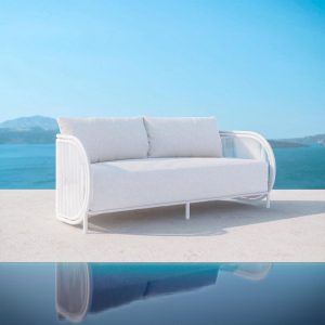 Kamari Woven Rope Sofa in Matte White/Cloud by Azzurro Living