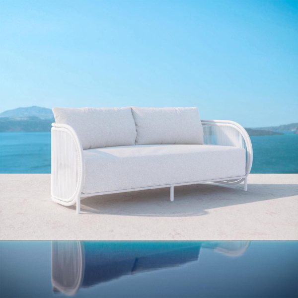 Kamari Woven Rope Sofa in Matte White/Cloud by Azzurro Living
