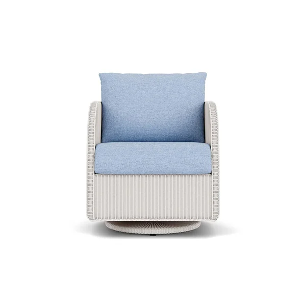 Essence Lloyd Loom Swivel Glider Club Chair in White/Demo Skyway by Lloyd Flanders