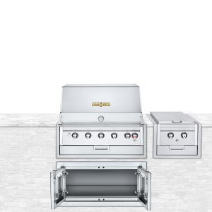 Crown Verity Infinite Series 3pc 36-Inch Propane Built-In Grill Bundle W/Storage Drawer & Sideburner - IBI36LP