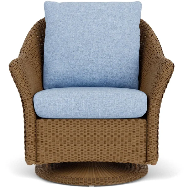 Weekend Retreat Lloyd Loom Swivel Glider Club Chair in Hickory/Demo Skyway by Lloyd Flanders