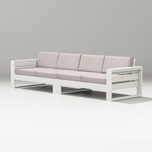Latitude 4 Person Sofa in Vintage White/Dune Burlap By PW Designer Series